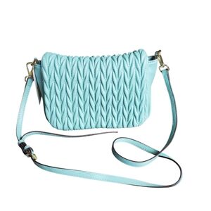 Kate Landry Vegan Leather Quilted Crossbody Shoulder Bag In Teal